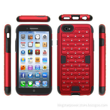 Crystal Diamond Rhinestone Studded Case Shell Cover Skin for iPhone 6, PC Silicone MaterialNew